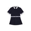 Color Block Polo Shirt Women Tops Navy-Blue GWJT08095-6855