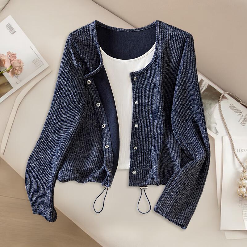 

Women s Color-Block Fake Two-Piece Knit Top S