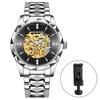 Men's Automatic Skeleton Watch 3ATM Waterproof Luminous Analog Stainless Steel Simple Stylish Casual Business Fashion Accessory - Birthday