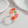 Best-Selling Retro Hong Kong Style 18K Gold Open Ring with Geometric Color Block Enamel and Colorfast Titanium Steel