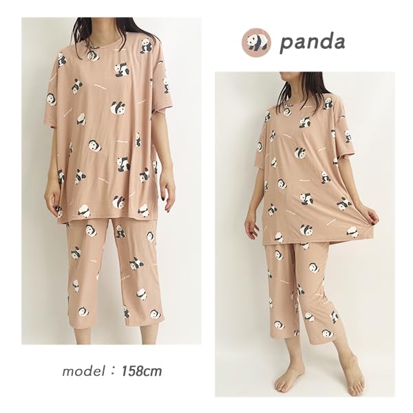 Stream Market Women's Summer Loungewear Set, Cool to the Touch, Stylish and Cute, Panda Design (WE-232-D)