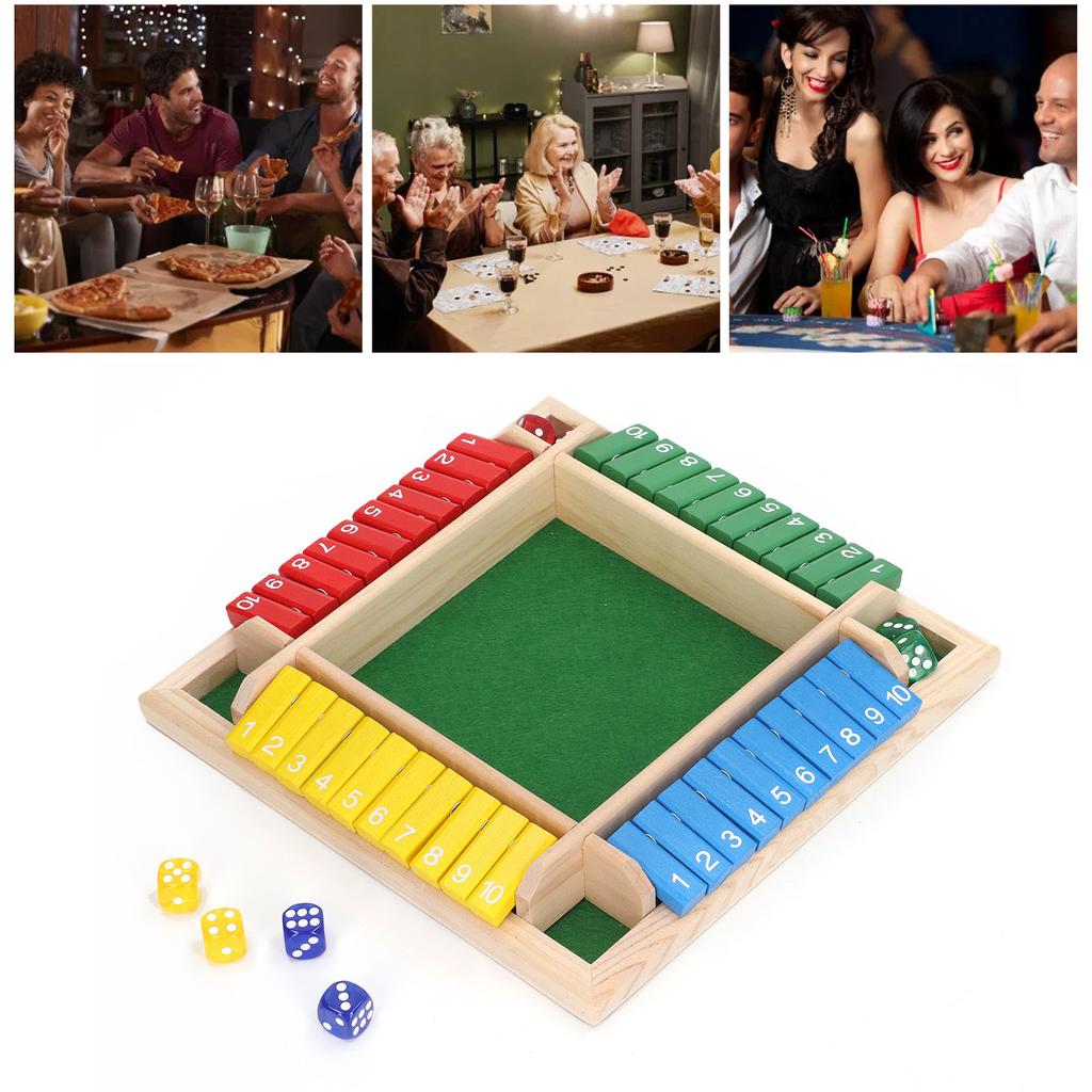 Wooden Dice Board Game Home Pub Holiday Party 4 Players Family Table Math Games for Adults Kids