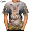 Sommer Niedliches Tier Kaninchen Muster 3D Gedrucktes T-Shirt Lässig und Lustig Street Persönlichkeit Rundhals Kurzärmelig Herren T-Shirts