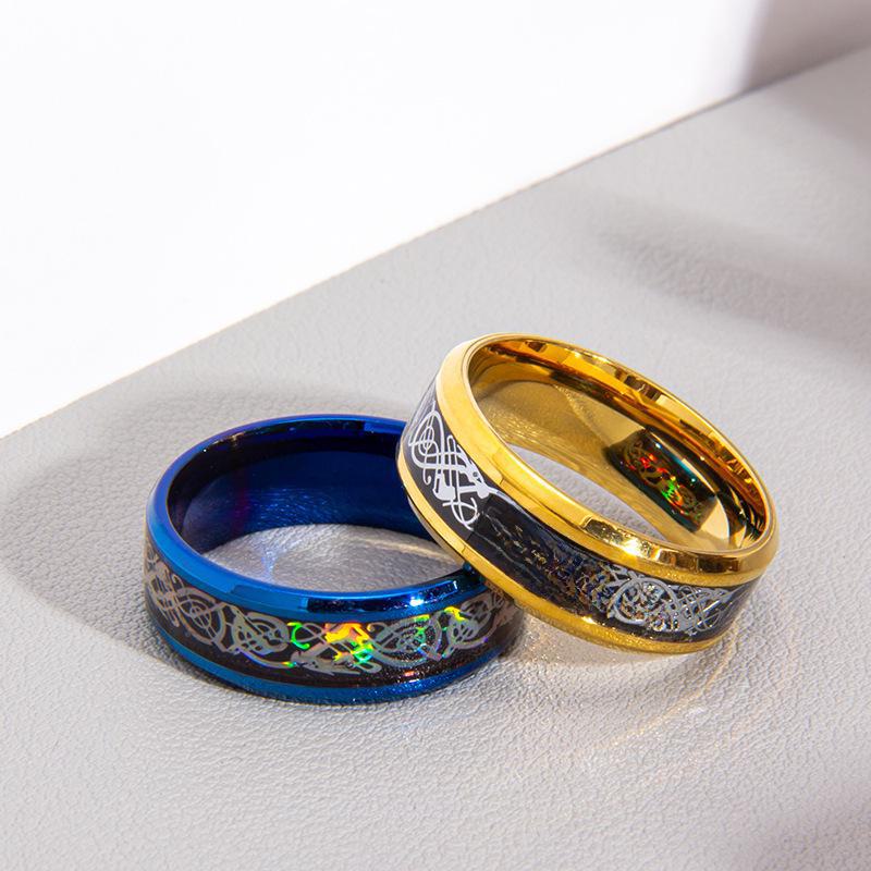 Men's Dragon Pattern Ring - Popular New Design Dragon Pattern Ring with Dragon Plate Stainless Steel Ring Small Jewelry