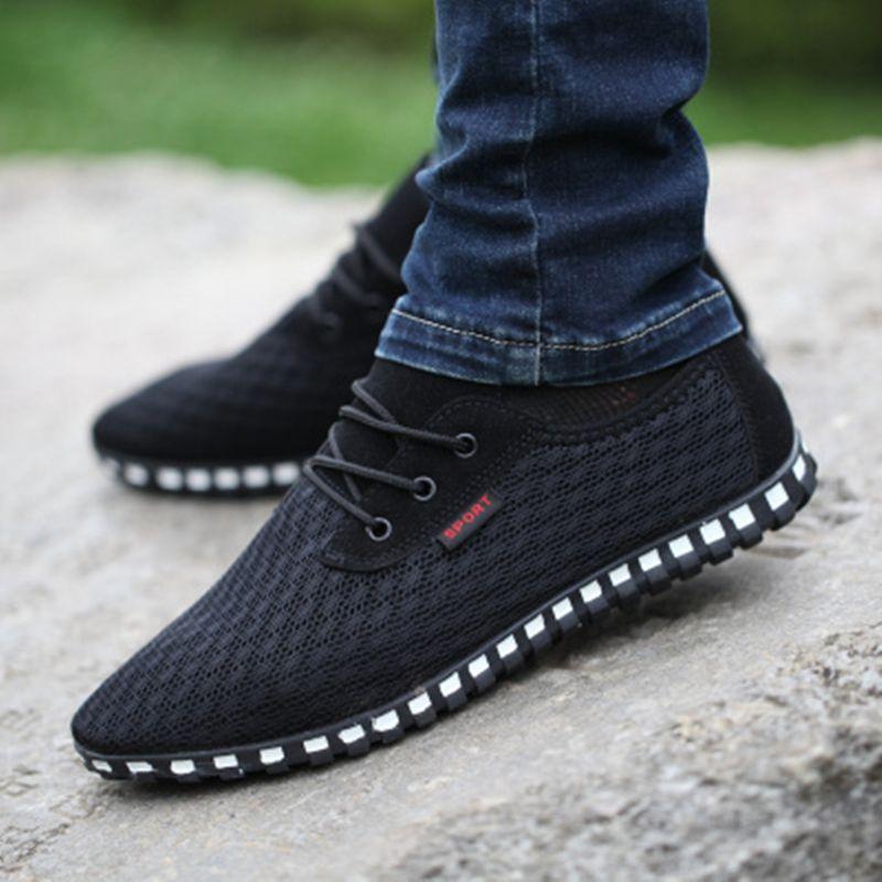 Męskie letnie wygodne oddychające buty z siatką miękkie dno antypoślizgowe buty do chodzenia na co dzień wiosna stare buty z tkaniny pekińskiej Plus rozmiar 39-46