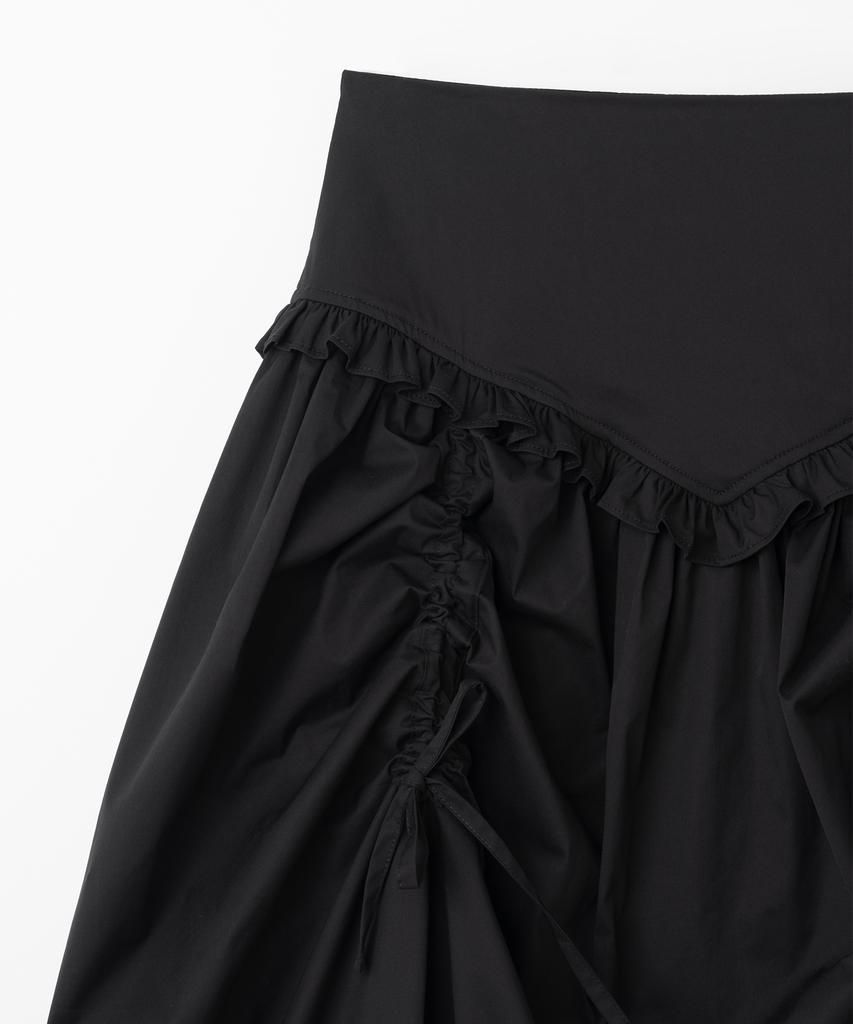 MILLO WOMEN Balloon Shirred Maxi Skirt [Black]
