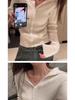 Women's French Style Red Knit Cardigan: Short, Long Sleeve, High-End Look for Spring and Autumn