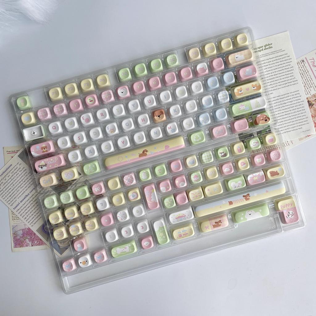 MAIMOOO Puppy Party Keycap Five-Sided Thermal Sublimation Customized Moa Pbt Material Cute  For Diy Keyboard Keycap