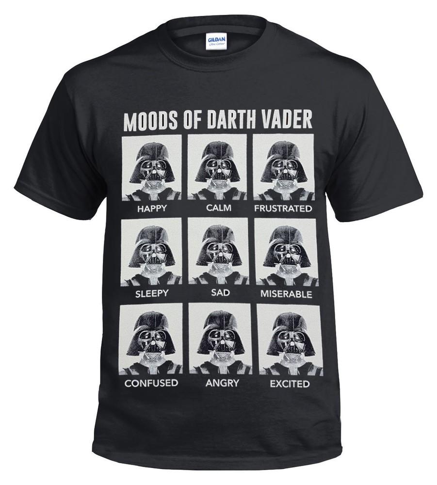 MOODS OF DARTH VADER T-shirt Funny StarWars Stormtrooper Sad Happy Mens LadiesSanta
