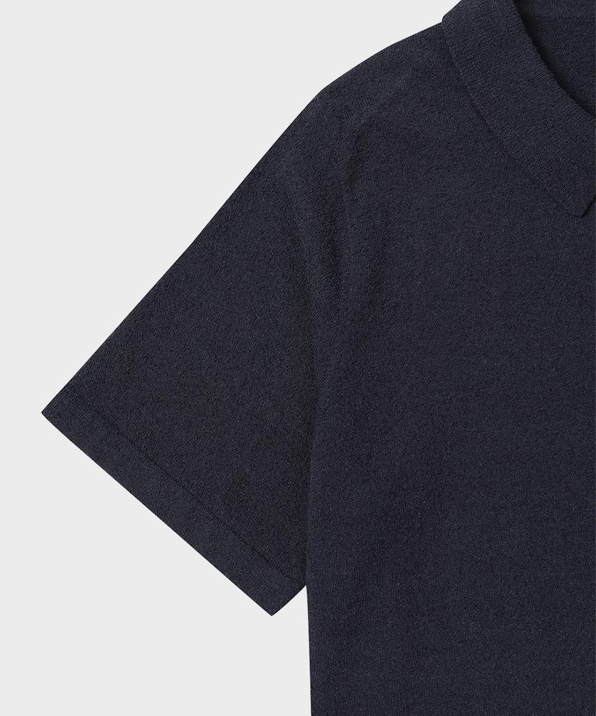 Teildeon Dickie Short Sleeve Boucle Yarn Knit Polo Shirts Navy