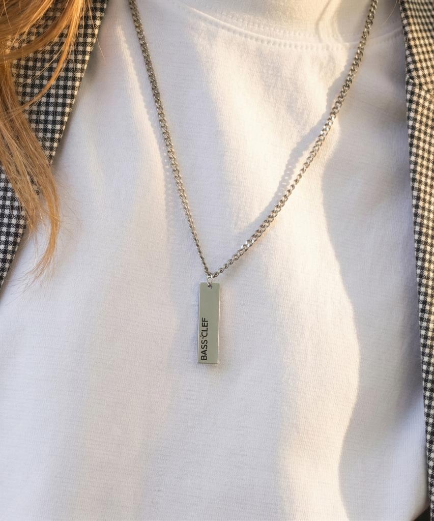 Bassclef Square Stick Necklace Surgical Steel Chain Clef Verse B Nec