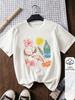 European Spring/Summer Floral Fruit Print Cotton Loose Fit Short Sleeve T-shirt