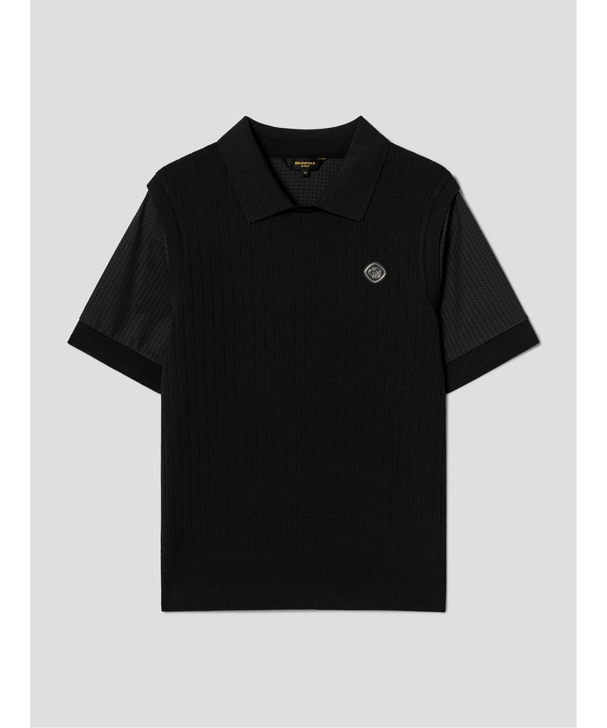 BEANPOLE GOLF [B_Under] Women'S Knit Hybrid Collar Short Sleeve T-Shirt - Black