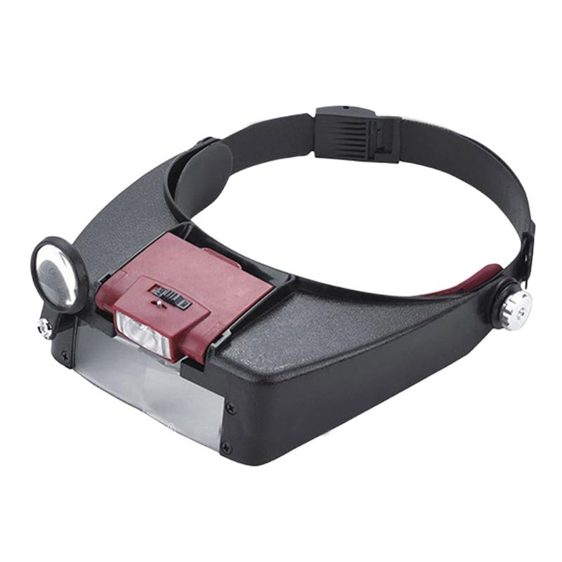 10X Stirnbandbrille Lupe Verstellbare Größe LED Lupe Lupenbrille Zum Lesen Optivisor Lupe Beleuchtet
