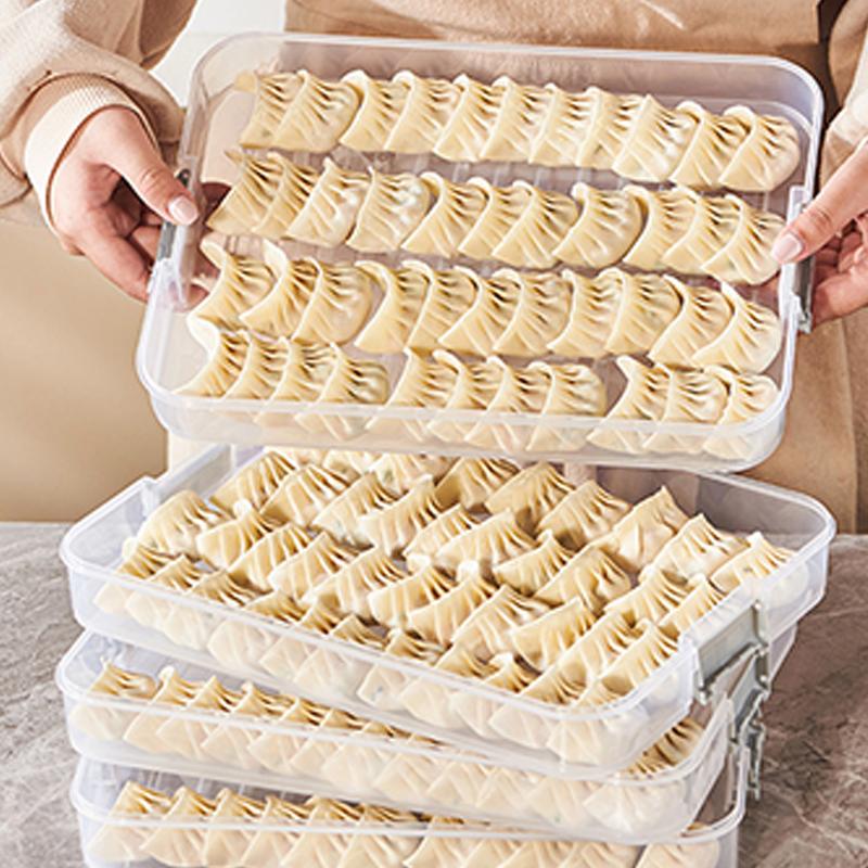 Home Multi-Layer Dumpling Box, Frozen Dumpling Special Kitchen Refrigerator Storage Box, Fresh-Keeping Box With Timer Function