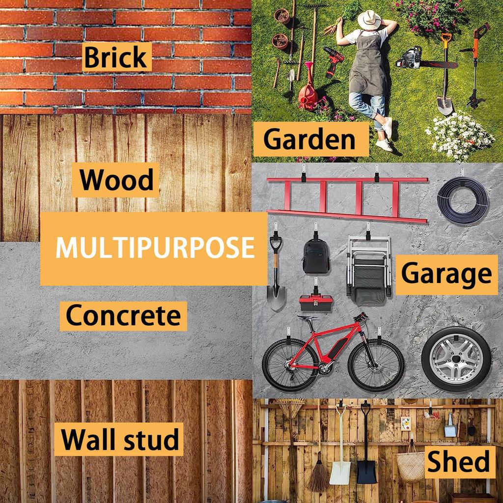 2pcs Large Stainless Steel Hooks for Garage Storage Extension Cord Organizers Wall Mounted Hangers for Heavy Tools