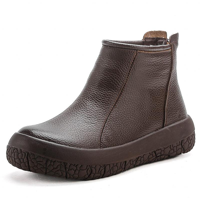 

Winter New Waterproof Platform Thick-soled Retro Booties Women s Warm Mother Shoes Cotton Boots 35 коричневий