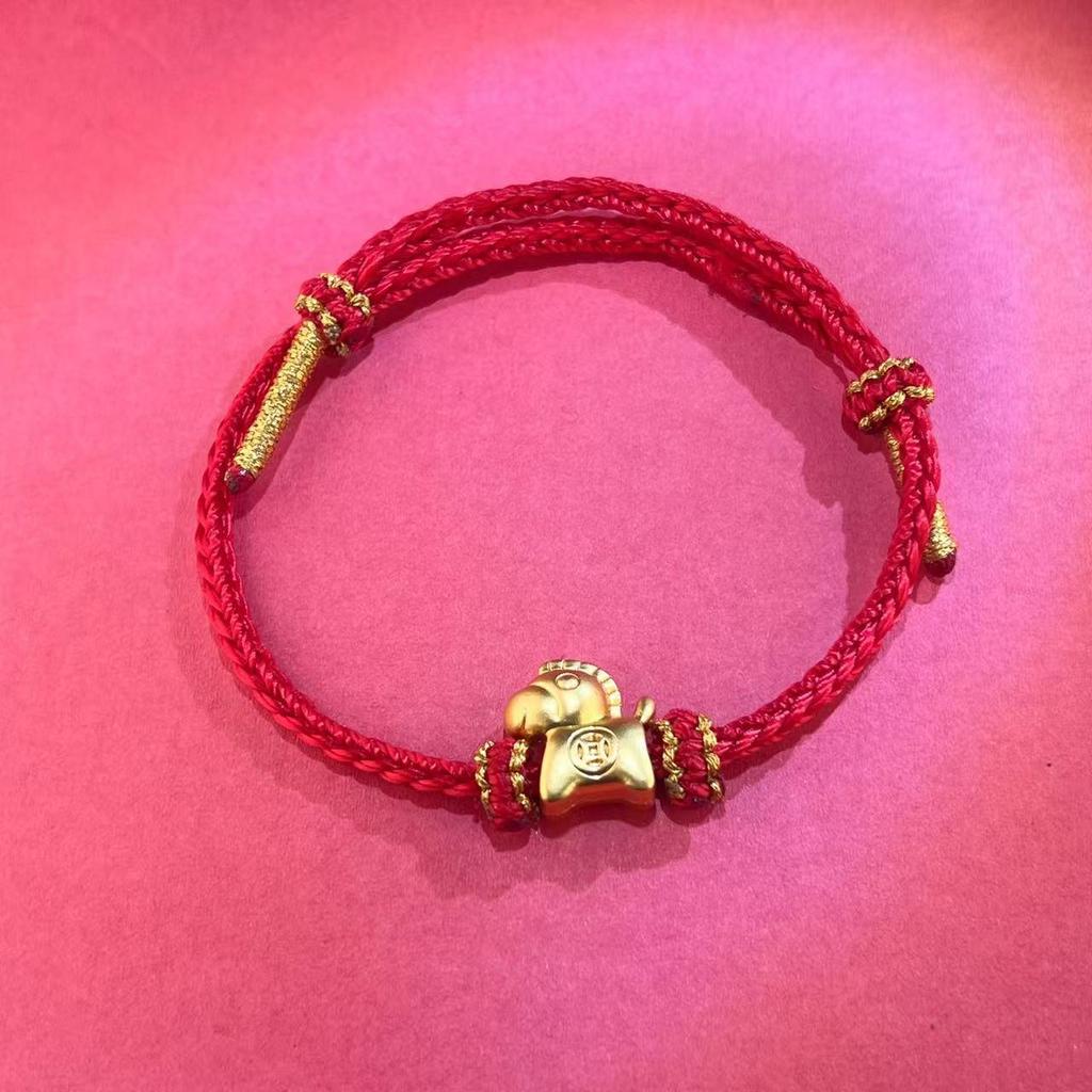 Instant Wealth Red String Bracelet - Year of the Horse, Light Luxury Zodiac Charm for Couples, Unisex Chinese Style Luck Bracelet