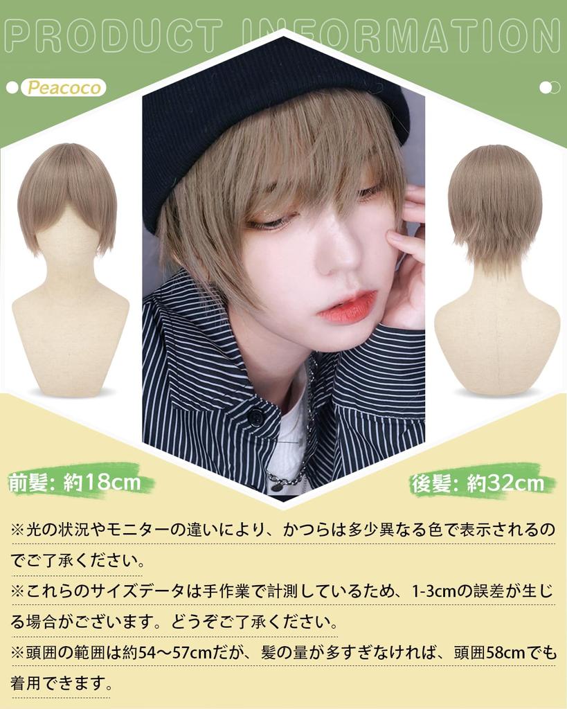 Peacoco Everyday Small Heat Flashy Net Included Men's Wig, Short, Natural, Easy, Handsome, Cosplay, Changeover, Use, Unisex, Face, Resistant, Popular,