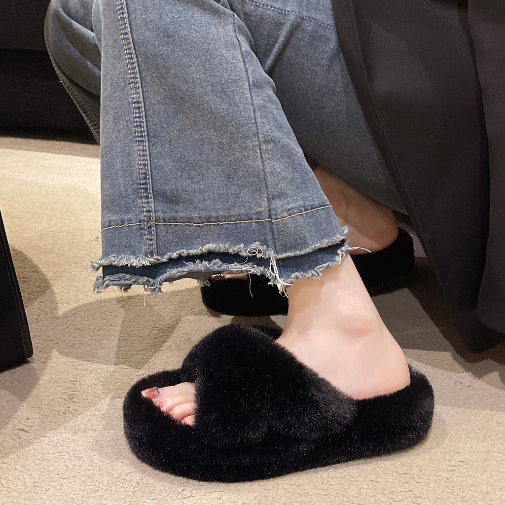 Mao Mao Slippers Women Wear New Trendy Shoes Autumn and Winter Thick-soled Cotton Slippers Autumn and Winter Tide