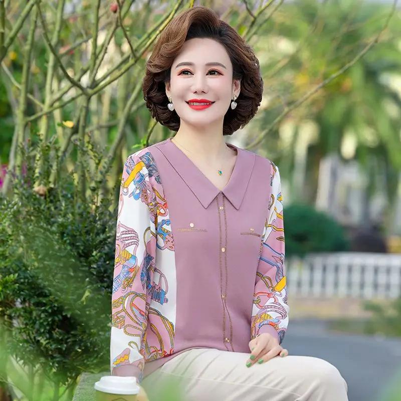 Solid Color Bottoming Style Knitted Shirt with Long Sleeves Women's New Spliced Pullover Round Neck Fashionable