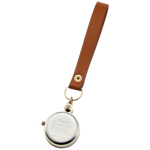 Fieldwork Analog Pocket Watch with Cat Strap and Bag Charm, Brown, GY030-2, Women's