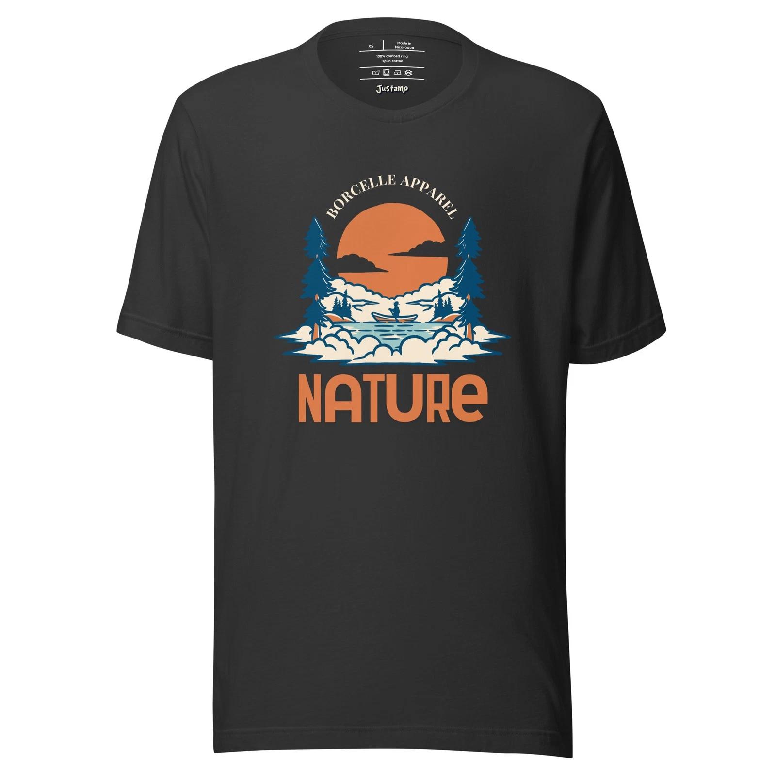 Vintage Nature Lake Fishing Sunset Graphic T-Shirt 2XL