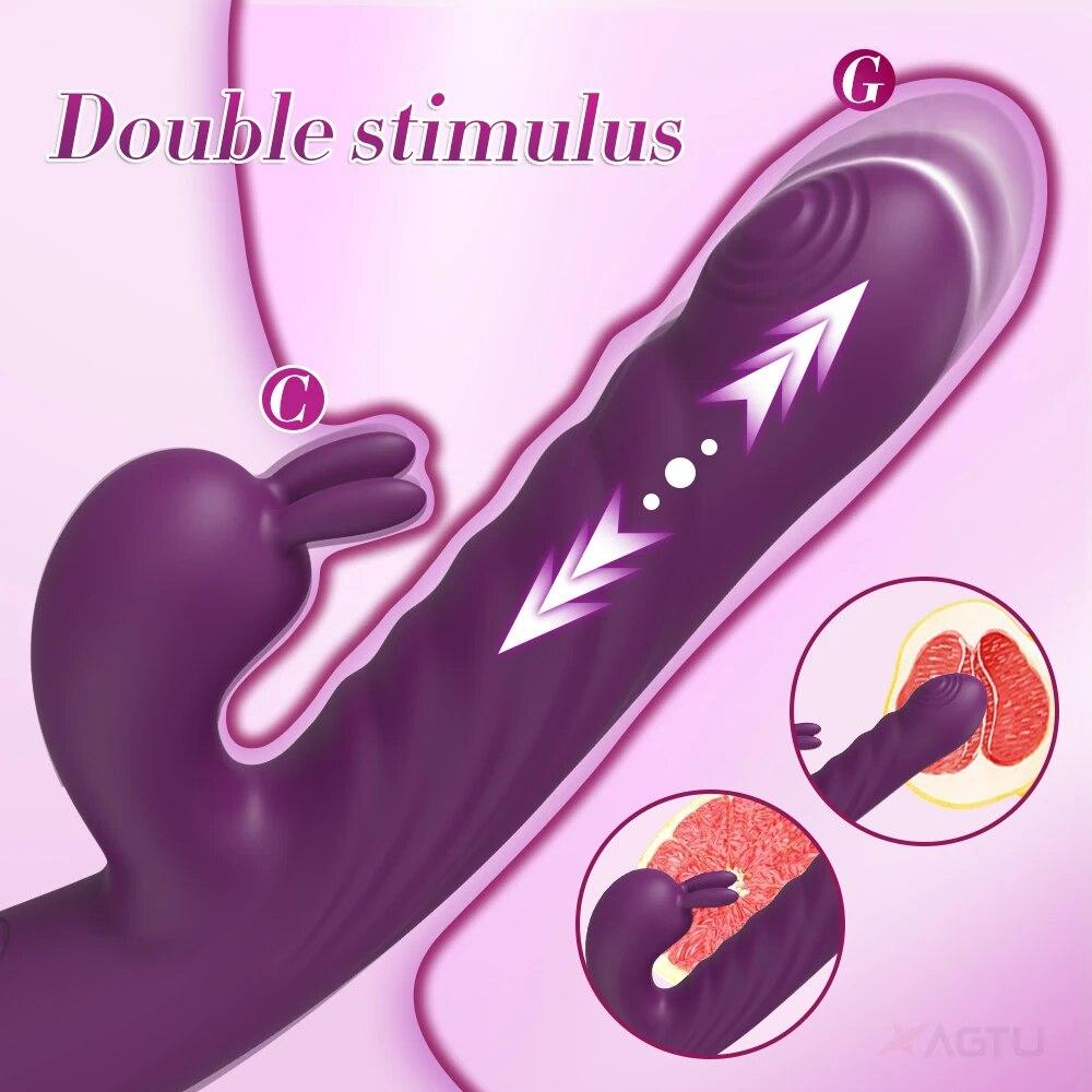 Powerful Thrusting Rabbit Vibrator Female Clitoris Stimulator G Spot  Massager 2 In 1 Dildo Sex Toys Shop Adult Goods for Women