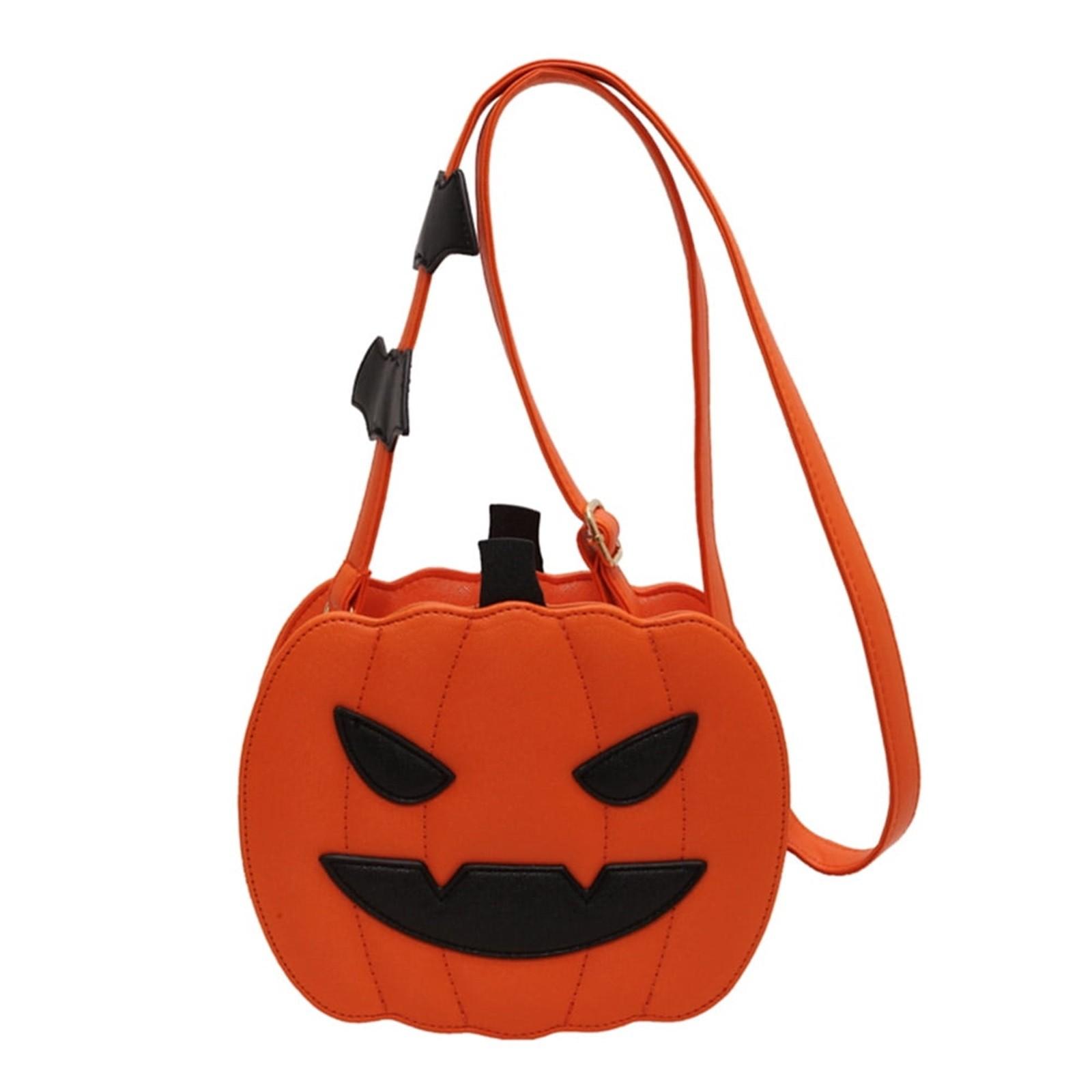 

Halloween Pumpkin Shoulder Bag Women Novelty Purse PU Leather Female Daily handbag Halloween cute Candy Bags for Children One Size