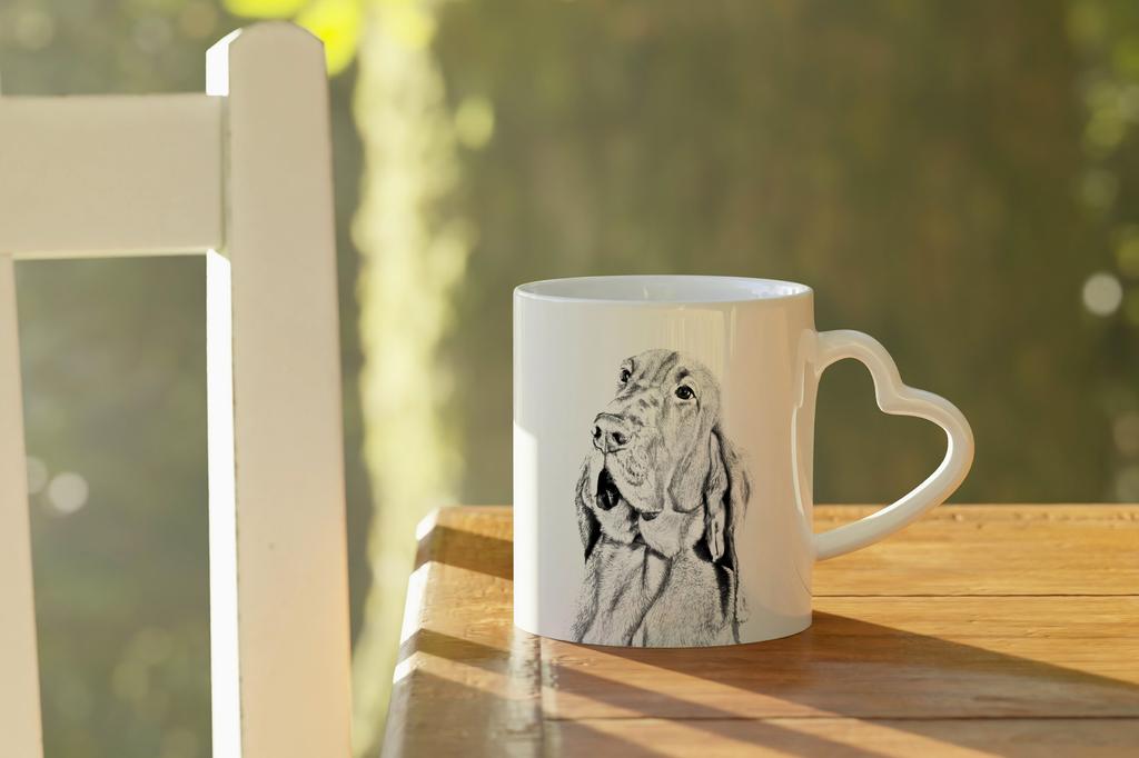 Bloodhound, St. Hubert Hound, Sleuth-hound - cup with a dog, adorable cup with a heart-shaped handle, universal gift from the Art-Dog brand