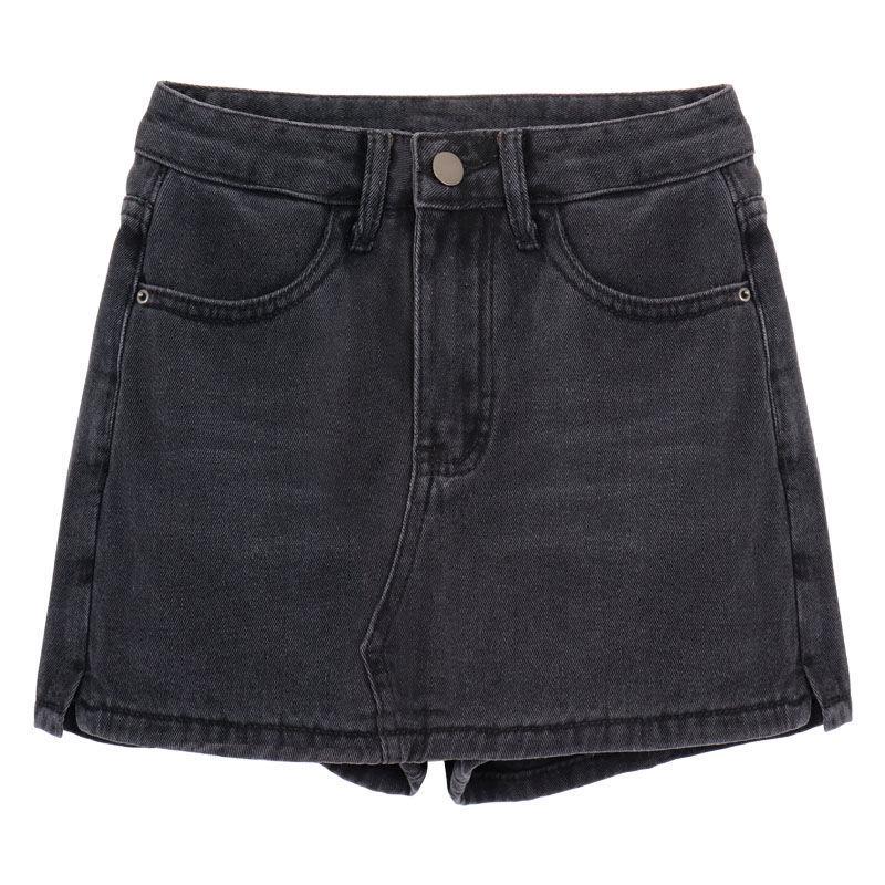 

Джинсовая мини-юбка А-силуэта в стиле пикантного ретро больших размеров на 2025 год - Летние брюки-юбка с высокой талией для женщин M чёрный