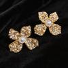 Silver Needle Luxury Zircon Pearl Flower Stud Earrings - Retro, Exquisite, High-End Ear Ornaments for Women