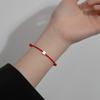 Synthetic Fiber Rope Wristband, Silver Clover Bead Pendant, for Daily Wear, Valentine's Day Birthday Gift