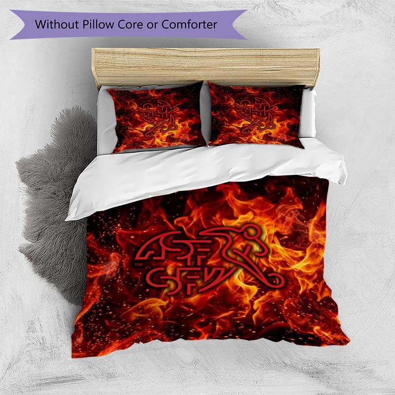 Switzerland Football Printed Bedding 3 Piece Set Cozy Breathable Bed Cover Set As Housewarming Holiday Gift
