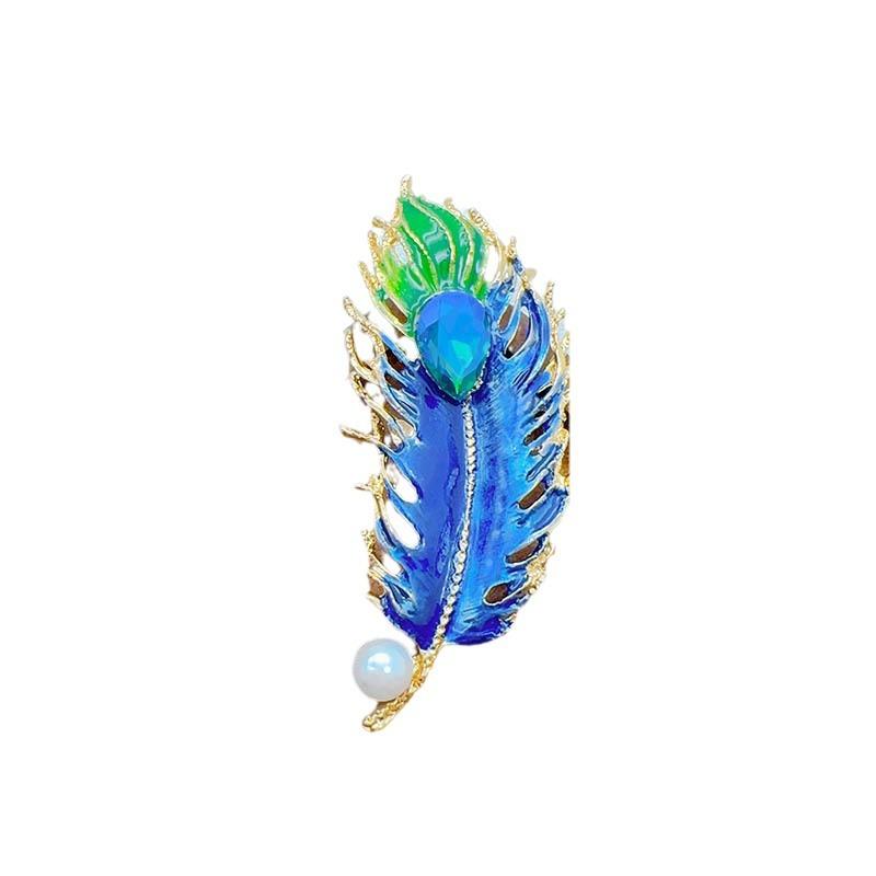 Vintage enamel peacock feather brooch high-end light luxury corsage clothing accessories pin accessories clothing accessories women