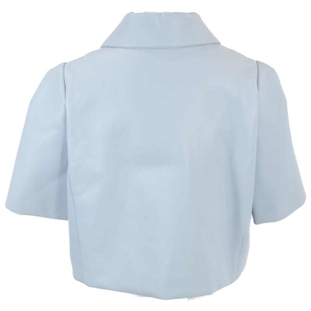LOEWE [New/Domestically Manufactured/2023AW] S540Y30L44 Bonded Lambskin Cropped Shirt Jacket 40 Powder blueUsed