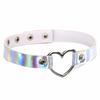 Collana in pelle poliuretanica per donna Choker olografico cuore metallo laser sciarpa gioielli moda