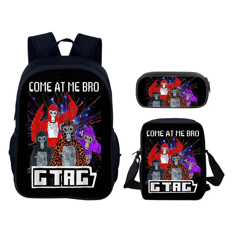 Gorilla Tag 3D Printed 3pcs/Set School Bags Laptop Daypack Backpack Inclined shoulder bag Pencil Case For Boys Girls Best Gift