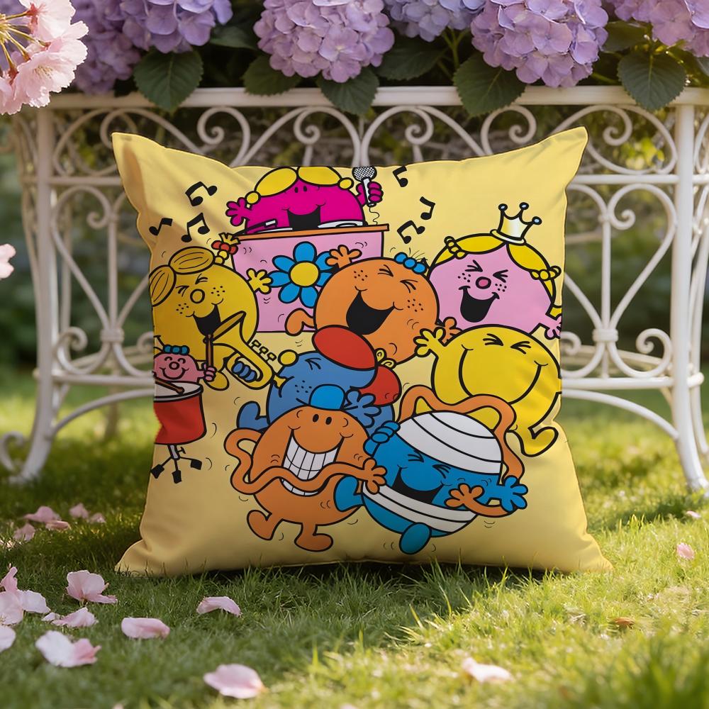 Cartoon Mr. Men and L-Little Miss Cushion Cover Home & Car Dual-Scene Pillow Cover: Reversible for Premium Comfort