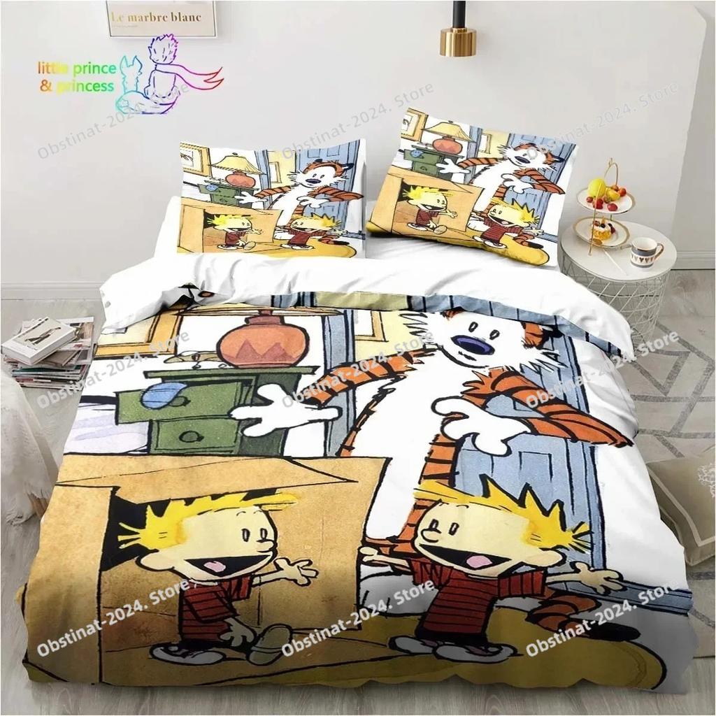 Calvin Hobbes 3D Bedding Set Printed Bed Set Duvet Cover Sheet Pillowcase Bed Soft Quilt Cover Full Queen King Size Adult Kid