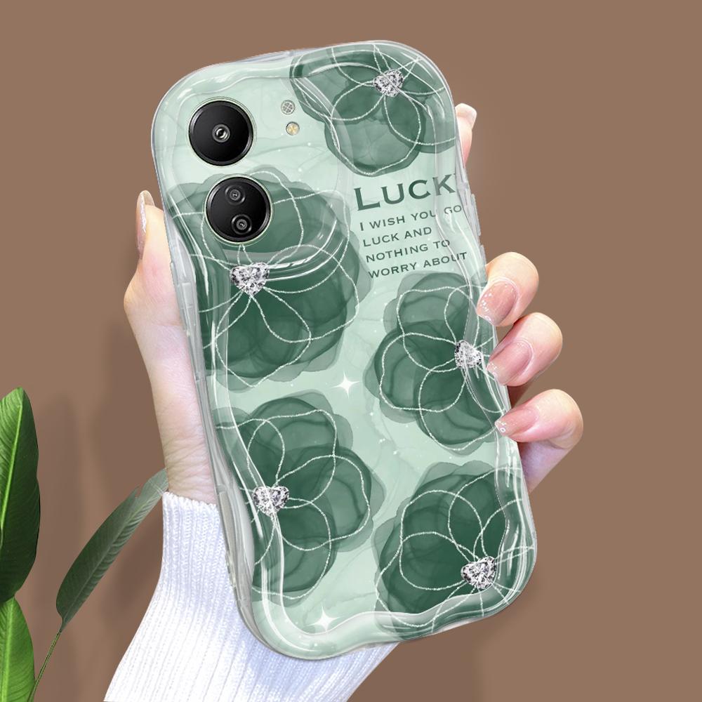 Carcasă cu textura cremă cu model de desene animate cu margine ondulată Husă din silicon moale pentru telefon pentru Xiaomi Redmi