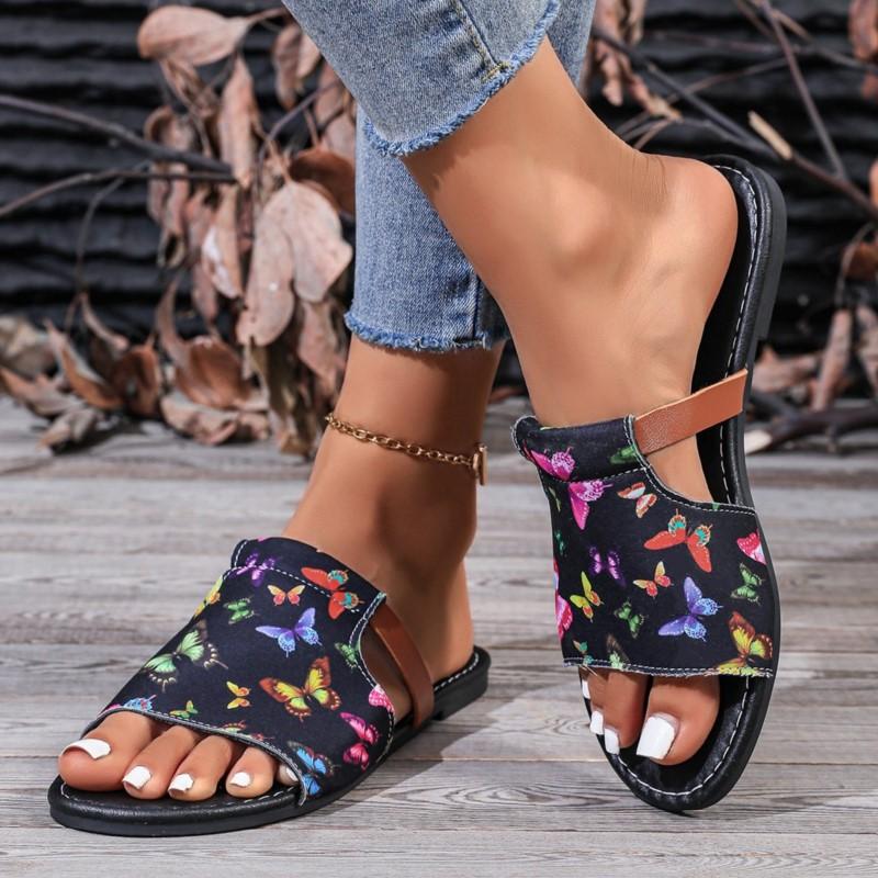Fashion 2024 EVA Flower Printed Slipper Womens Multicolor Bottom Shoes Summer Anti-slip Slippers Flat Flip Flops Zapatos Para Mujeres