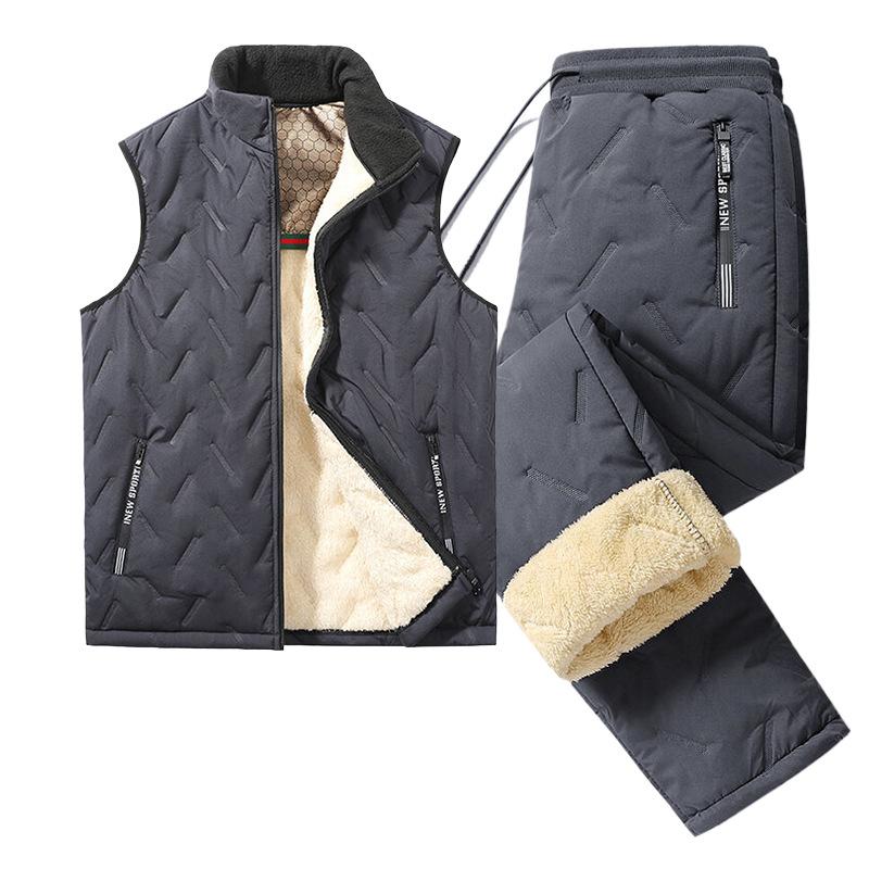 Autumn Winter Men's Tracksuit Set Jogger Graphene Fleece Warm Hooded Jacket Vest + Pants 3 Piece Male Casual Running Sports Suit