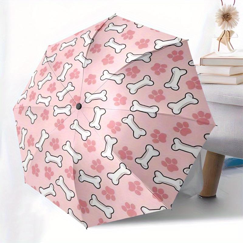 1pc Dog Bone Footprint Pattern Umbrella with Plastic Handle,Suitable for All Seasons Home Travel Outdoor UmbrellaB1855