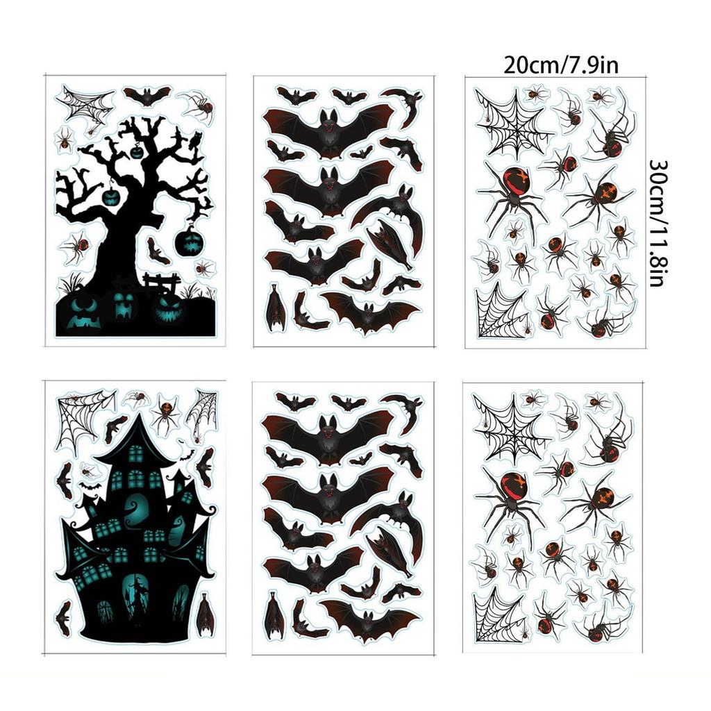 Large Halloween Window Sticker Decoration Terror Witches, Ghosts, Bats, and Spider Webs Electrostatic Adsorption Stickers