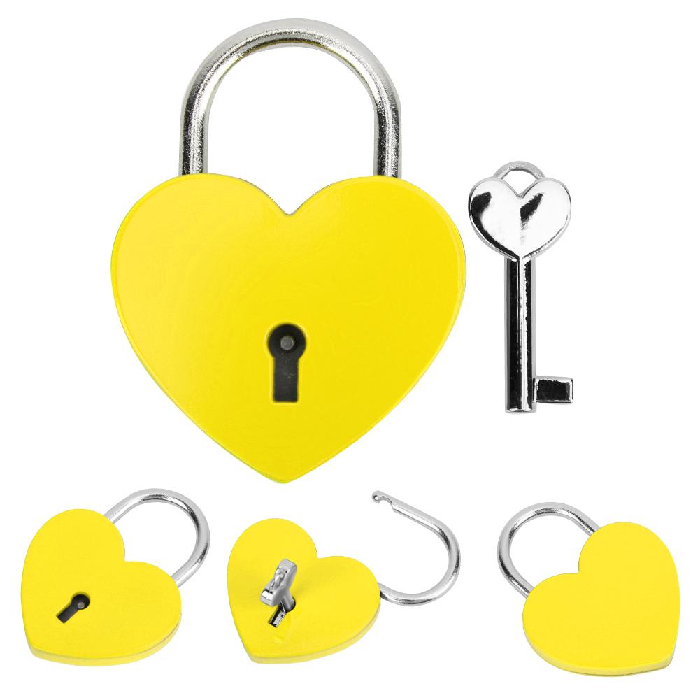 Heart Lock Metal Colorful Exquisite Padlock Household Craft Supplies with Key 45x59mm