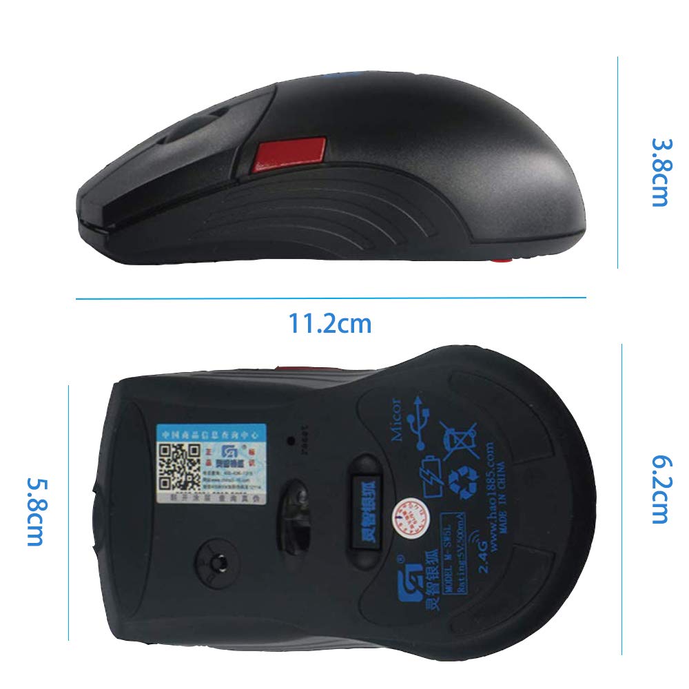 Wireless Mouse, 5 Buttons, Compact, USB Rechargeable, Quiet, 2.4GHz, 80012001600 DPI, High Precision, Portable, Macro-Definable Buttons, Ideal for 3D