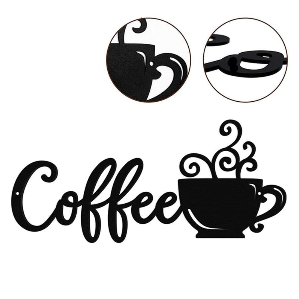 Metal Coffee Wall Art Decor, Rustic Hanging Craft for Kitchen, 1 Piece