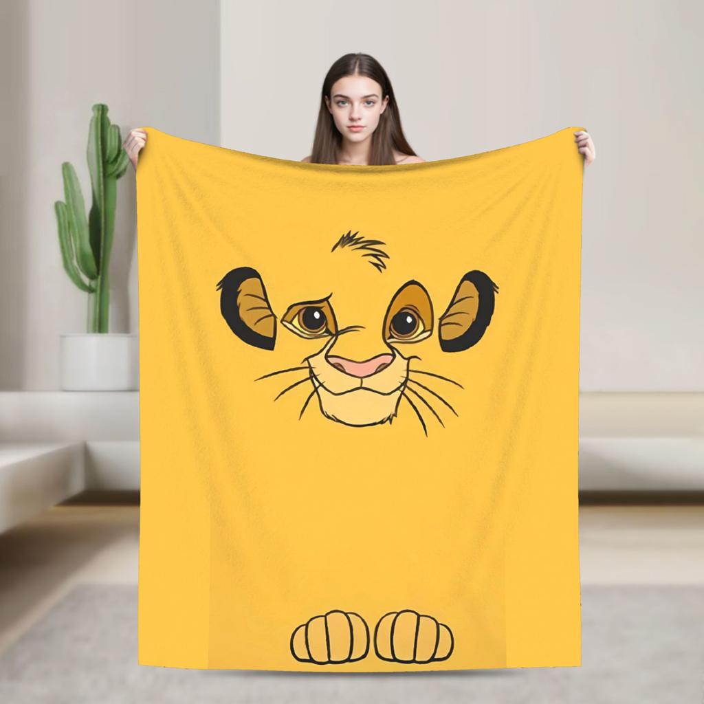 Warm BlanketGirls Boys Decorative Simba Lion King Throw Blanket  Flannel Bedspread Chair Sofa Bed Street Trend Sofa Bed Cover
