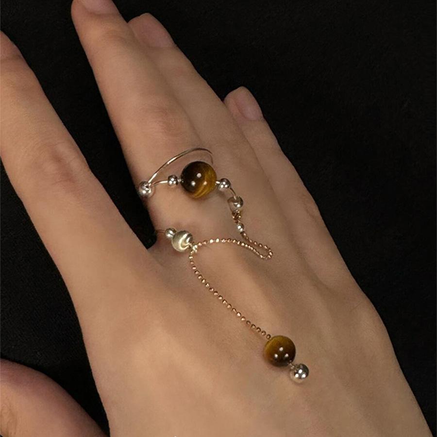 Maillard Tigerauge Stein Fransenring High Sense Persönlichkeitsdesign Ring Mode Leichter Luxus Temperament Schmuck